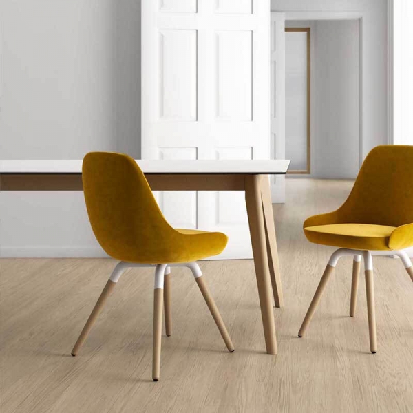 Table scandinave extensible en céramique avec pieds en bois - Atlas - 4