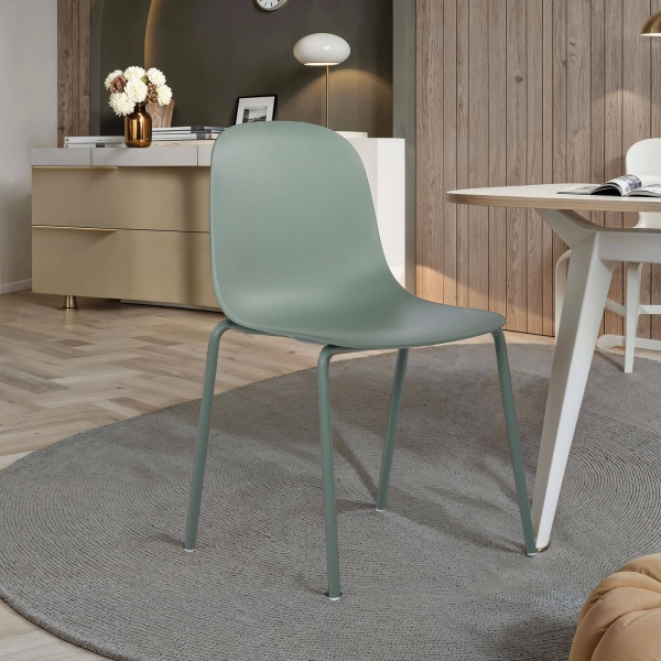 Chaise coque moderne en polypropylène avec pieds en métal - Lily - 1