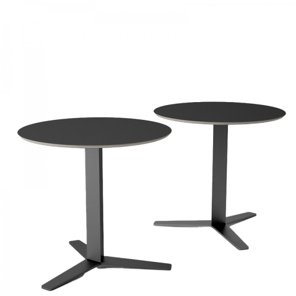 Table ronde petit espace en verre blanc et métal - Peliccan - 2
