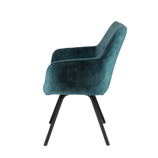 Fauteuil confortable en tissu bleu avec pieds en métal noir - Adrien - 3