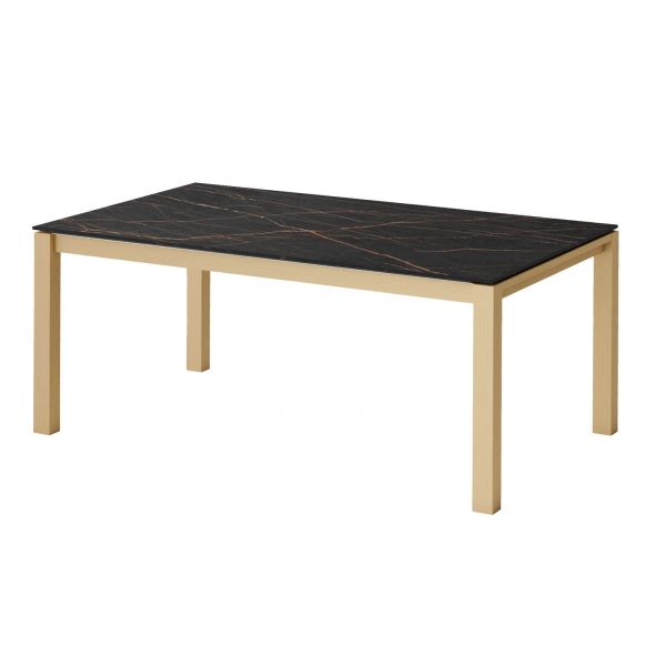 Table en Dekton Kelya avec pieds en bois chauffé massif avec chaises Atlas - Lakera - 2