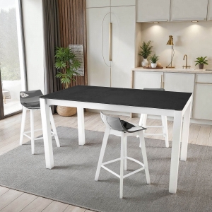 Table snack blanche en Dekton rectangulaire extensible avec pieds en métal - Lakera
