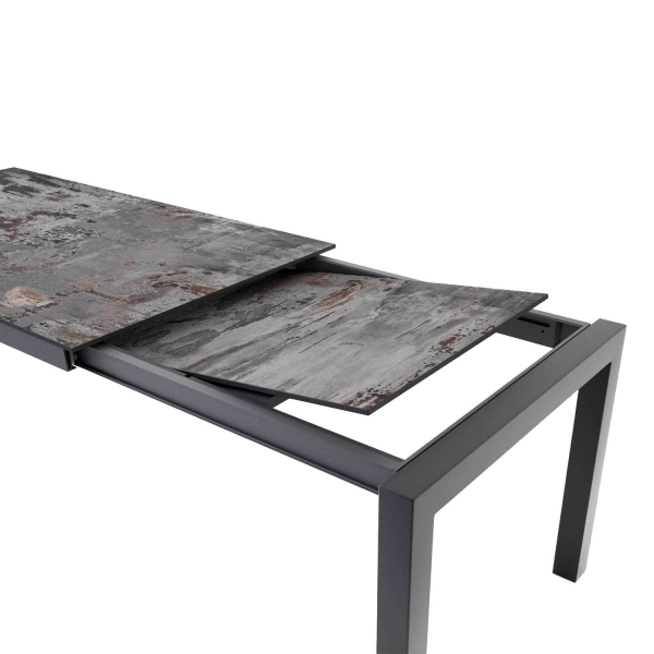 Table en dekton Trilium avec allonge et pieds en métal anthracite - Lakera - 5