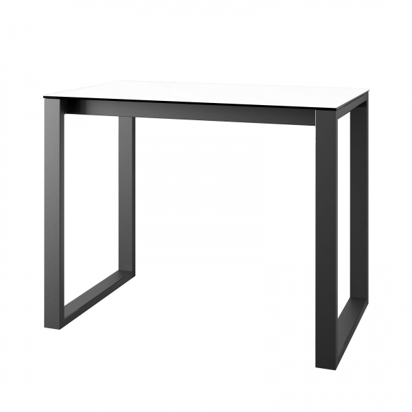 Table hauteur 90 cm en céramique avec pieds forme traineau en métal faible profondeur - Neox - 2