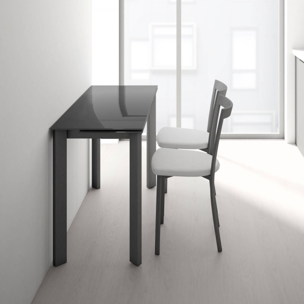 Table petit espace extensible en verre - Poker Minor - 1