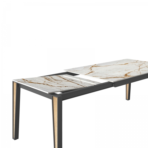 Table en Dekton avec allonges avec pieds en métal et bois - London - 4