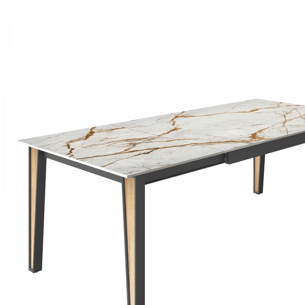 Table en Dekton avec allonges avec pieds en métal et bois - London - 6
