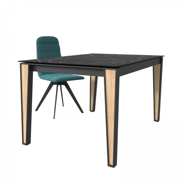 Table en Dekton avec pieds métal et bois - London bois - 2
