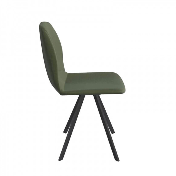 Chaise tournante de salle à manger en tissu vert - Girona - 3