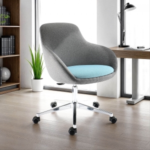 Fauteuil pivotant en tissu avec roulettes