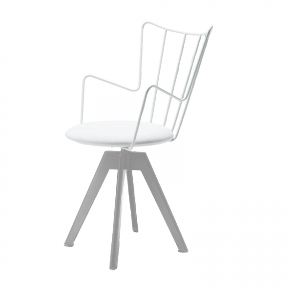 Chaise pivotante design en synthétique et métal assise blanche - Well  - 2