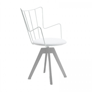 Chaise pivotante design en synthétique gris et métal assise blanche - Well 
