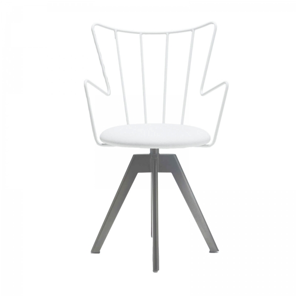 Chaise pivotante design assise blanche - Well - 3