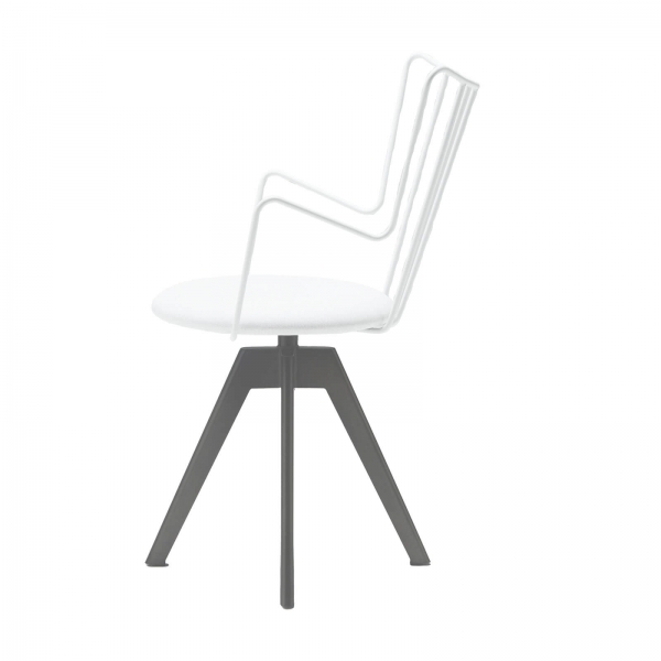 Chaise pivotante en synthétique et métal assise blanche - Well  - 5
