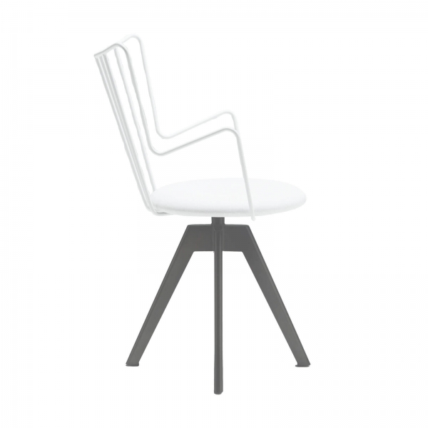 Chaise pivotante en synthétique et métal assise blanche - Well  - 4
