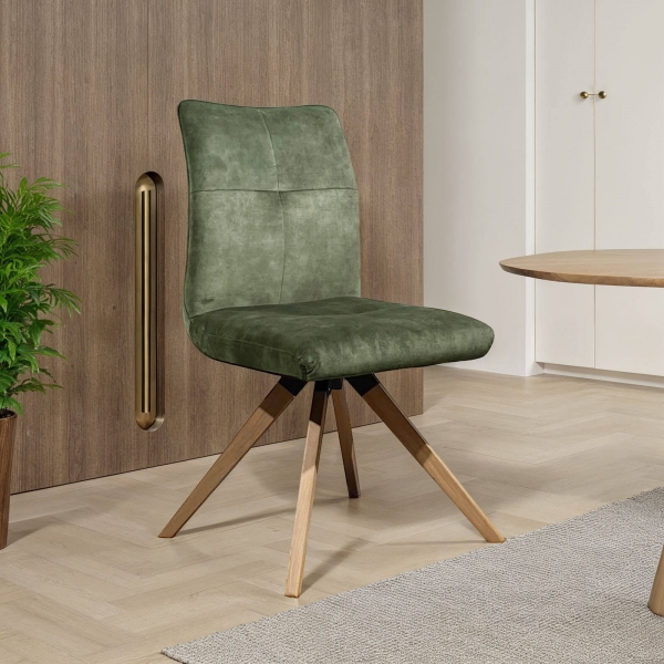 Chaise rotative confortable pieds bois - Adèle - 1