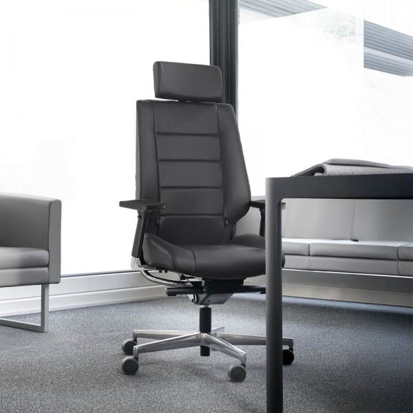 Fauteuil de direction en cuir sur roulettes - Azkar - 1