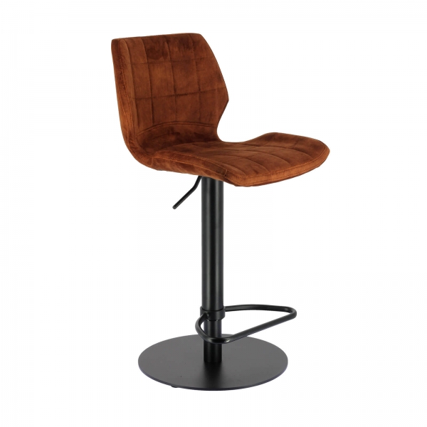 Tabouret tournant et réglable coque en velours avec pied en métal noir - Indica - 6