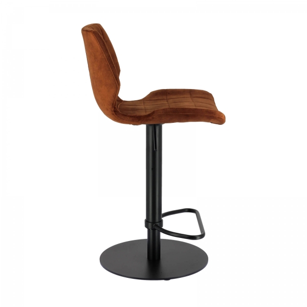 Tabouret tournant et réglable coque en velours avec pied en métal noir - Indica - 7