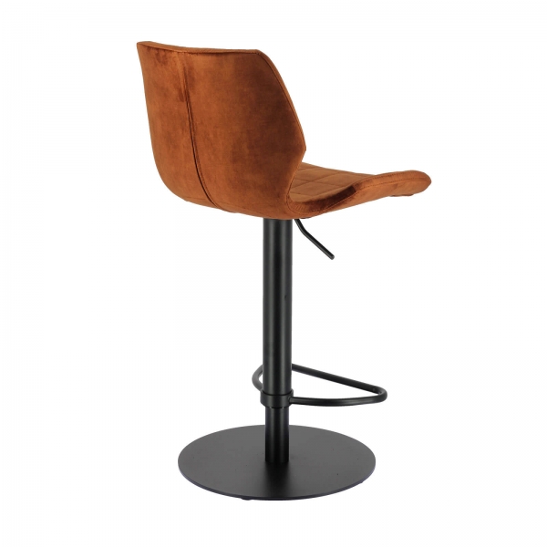 Tabouret tournant et réglable coque en velours avec pied en métal noir - Indica - 8