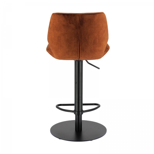 Tabouret tournant et réglable coque en velours avec pied en métal noir - Indica - 9