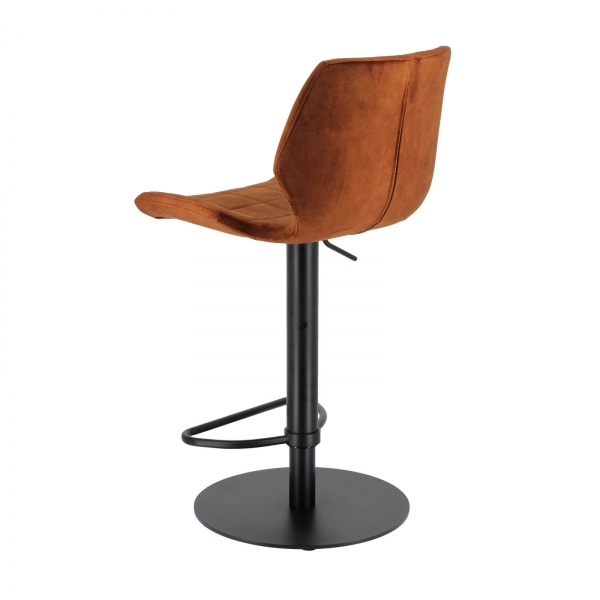 Tabouret réglable coque en velours avec pied en métal noir - Indica - 10