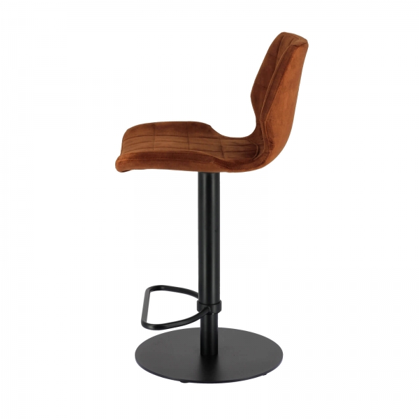 Tabouret réglable en hauteur coque en velours avec pied en métal noir - Indica - 11