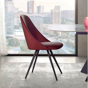 Chaise moderne pivotante synthétique rouge foncé - Alizée