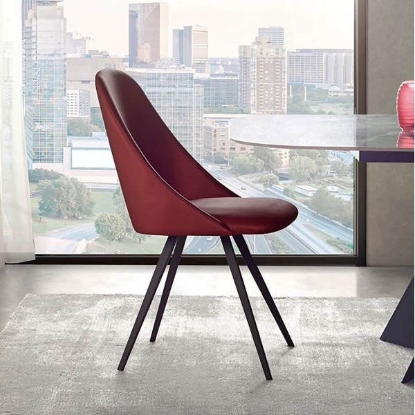 Chaise moderne pivotante synthétique rouge foncé - Alizée - 1