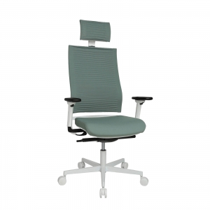 Fauteuil de bureau design réglable vert avec appui tête - Sitness Life 80