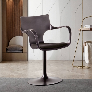 Chaise design pivotante avec accoudoirs en métal et polypropylène noir - Flûte Sovet®
