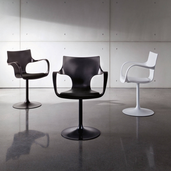 Chaise design pivotante avec accoudoirs en métal et polypropylène noir - Flûte Sovet® - 6