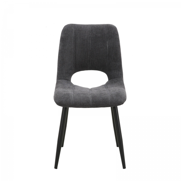 Chaise moderne en tissu gris avec pieds en métal noir - Agathe - 4