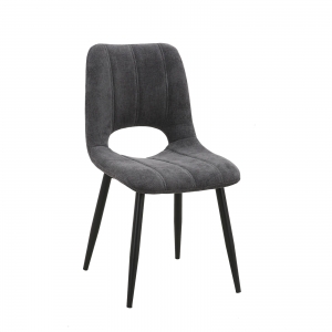 Chaise cosy en tissu avec pieds en métal noir - Agathe
