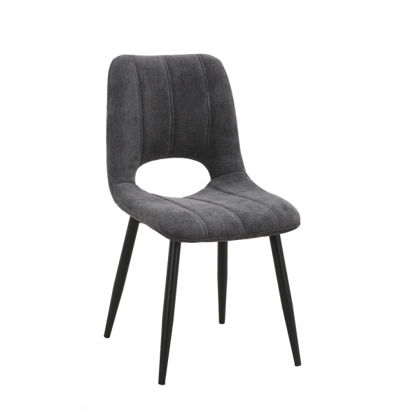 Chaise cosy en tissu avec pieds en métal noir - Agathe - 1