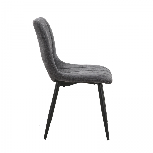 Chaise en tissu gris foncé avec pieds en métal noir - Agathe - 5