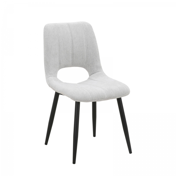 Chaise cosy en tissu gris clair avec pieds en métal noir - Agathe - 9