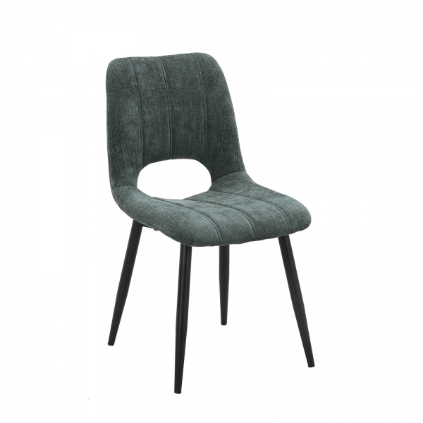 Chaise cosy en tissu vert avec pieds en métal noir - Agathe - 10