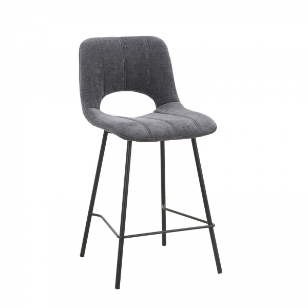 Tabouret moderne en tissu avec pieds en métal noir - William - 2