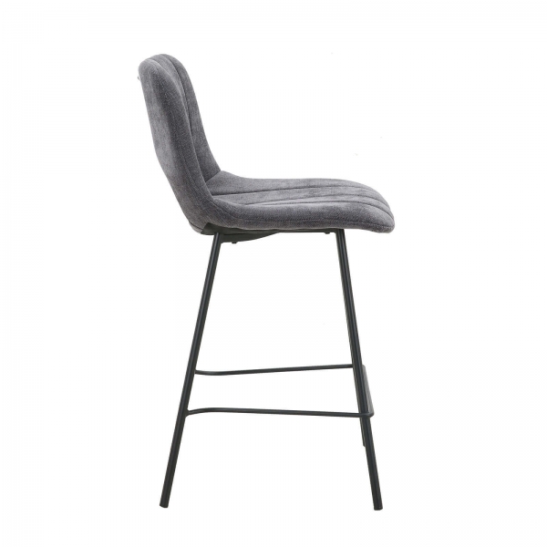 Tabouret cosy en tissu gris avec pieds en métal noir - William - 5