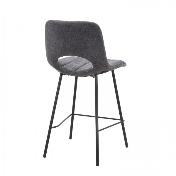 Tabouret cosy en tissu gris foncé avec pieds en métal noir - William - 6