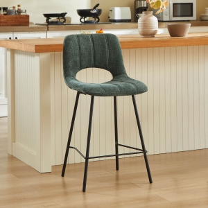Tabouret cosy en tissu avec pieds en métal noir - William