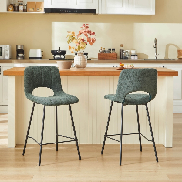 Tabouret tendance en tissu avec pieds en métal noir - William - 3