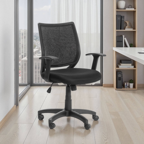 Chaise de bureau réglable en tissu avec accoudoirs et roulettes - Flex 2  - 1