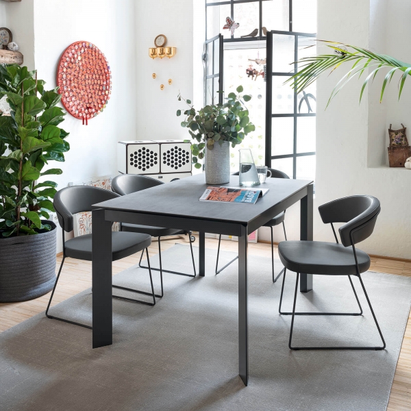 Table avec plateau en céramique et pieds en métal extensible - Baron Connubia® - 4
