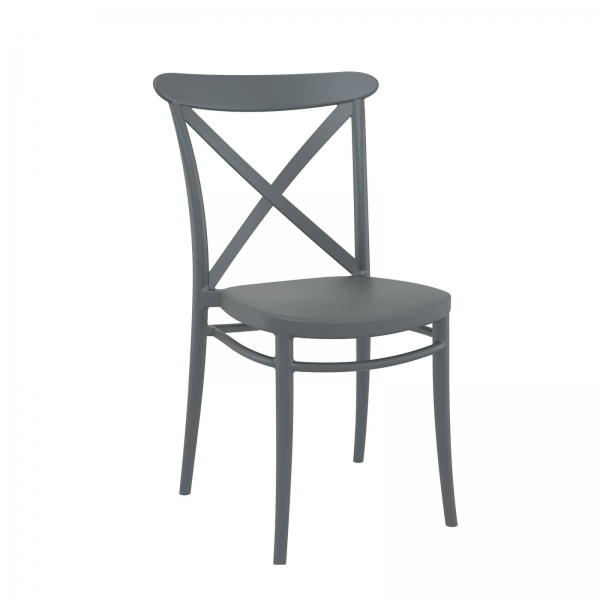 Chaise de cuisine style bistrot en plastique gris - Cross - 9
