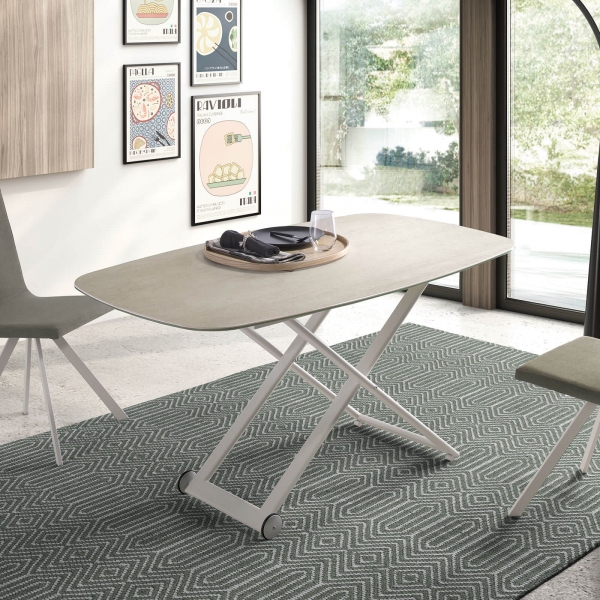 Table basse transformable électrique forme tonneau en céramique - Clip - 2