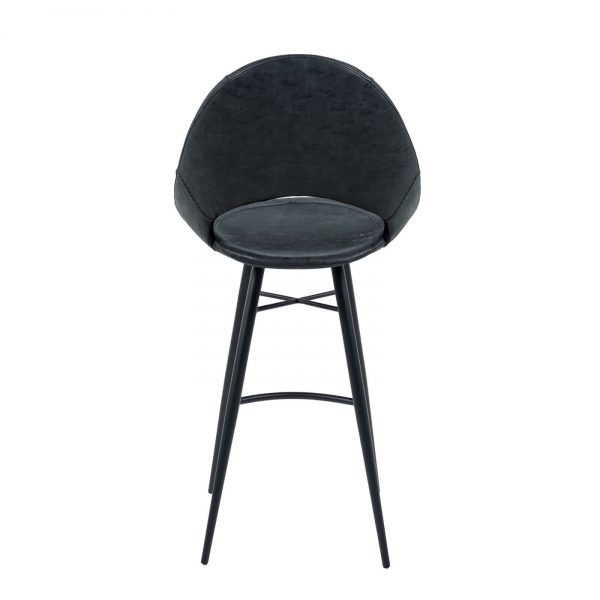 Tabouret snack design avec coque ajourée noire - Isidore - 6