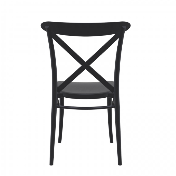 Chaise d'extérieur style bistrot en plastique noir - Cross - 5