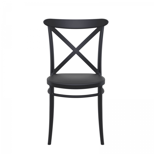 Chaise de terrasse bistrot en plastique noir empilable - Cross - 7
